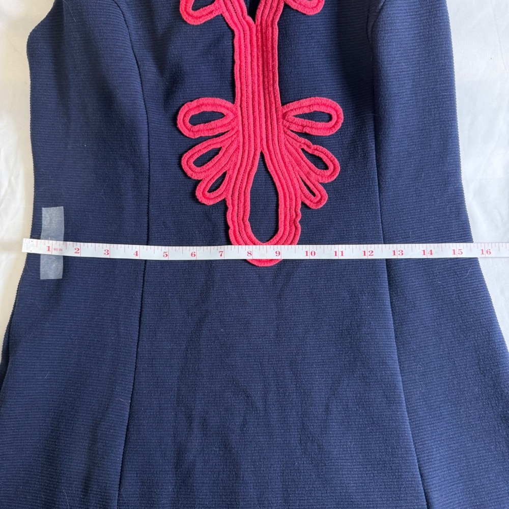 Lilly Pulitzer Janice Sheath Dress Women L Coral Soutache V-Neck Ottoman Ribbed - Picture 8 of 8